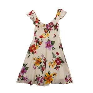 Old Navy Floral Smocked Dress Cream‎ Purple Yellow Red Size S
